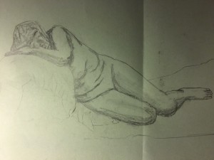 Women resting - Pencil on Paper