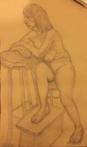 Women on Chair - Pencil on Paper